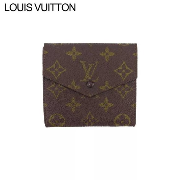 LOUIS VUITTON W Hook Wallet Monogram Beige Monogram Canvas Authentic Used